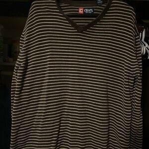 Chaps Brown and Cream Striped Sweater